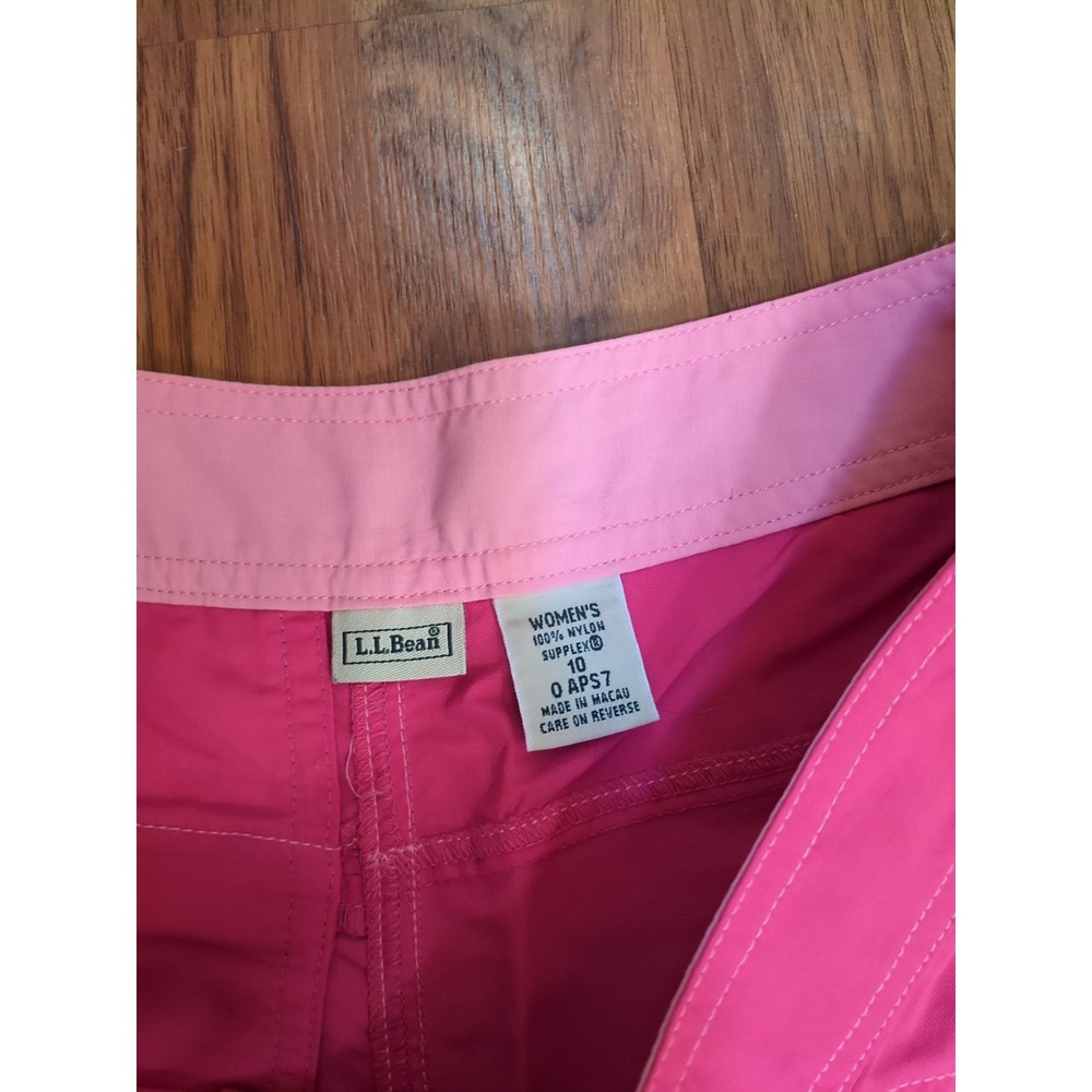 Cute LL Bean Cropped Hiking Nylon Supplex Pants Womens 10 Hot Pink Color Pockets - Picture 3 of 12